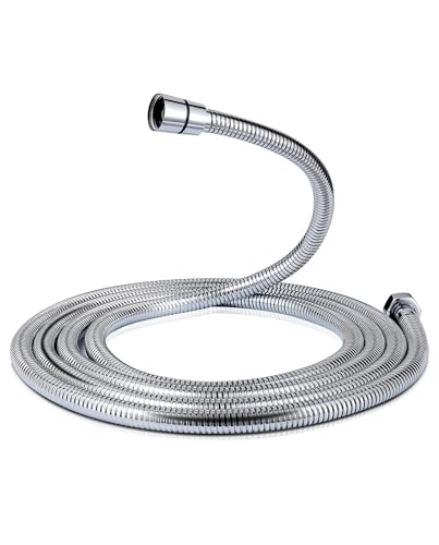 Stainless Steel Shower Hose Extra Long, 118 Inches Shower Head Hose Replacement, G1/2 Universal Brass Nut, Flexible Swivel Connection Anti-Kink, Anti-Explosion Leakproof, Chrome