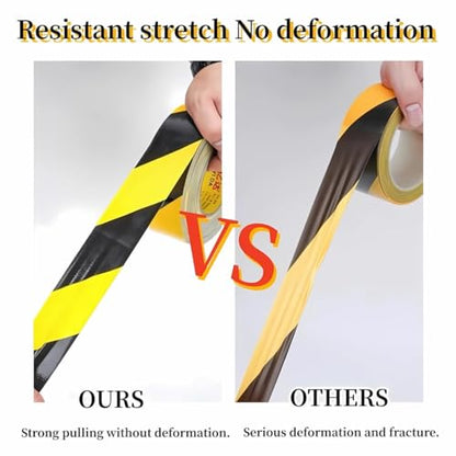 3 Inch x 200FT Black and Yellow Safety Tape, Hazard Tape, Warning Tape, Caution Tape Roll, Floor Marking Tape for Gymnasium, Walls, Floors, Pipes and Equipment in Construction Sites & Hazardous Areas - color: Yellow&Black