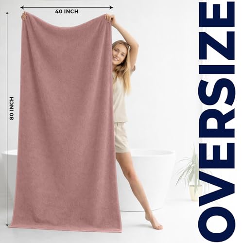DAN RIVER Pack of 1 Oversized Bath Sheet, 40 x 80 Inches, Dusty Rose | 100% Cotton Jumbo Bath Towel with Extra Large Coverage, Lightweight Feel, Super Soft & Quick Dry - color: Dusty Rose, size: 40x80" Oversized Bath Sheet
