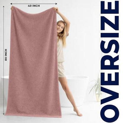 DAN RIVER Pack of 1 Oversized Bath Sheet, 40 x 80 Inches, Dusty Rose | 100% Cotton Jumbo Bath Towel with Extra Large Coverage, Lightweight Feel, Super Soft & Quick Dry - color: Dusty Rose, size: 40x80" Oversized Bath Sheet