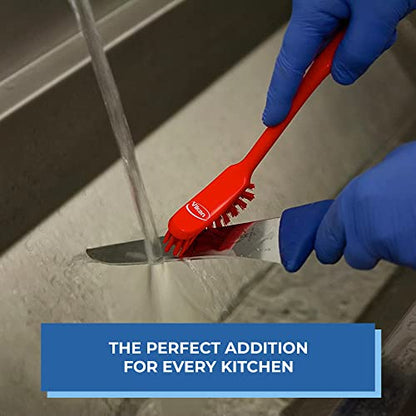 Vikan - Fine Dish Brush - Heavy-Duty, Narrow, Slip-Resistant Cleaning Brush, Polypropylene, Polyester Bristle, 11 Inch, Blue, (42873) - color: Blue, size: 1 Count (Pack of 1)