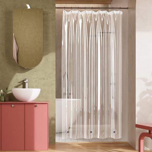 Titanker Plastic Shower Curtain Liner, Clear Shower Liner PEVA 54x72 Lightweight Waterproof Shower Curtains for Bathroom with Magnets and Rustproof Grommets - color: Clear, size: 54"W x 72"L (Pack of 1)