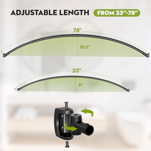 Curved Shower Curtain Rod， Adjustable 33-78 Inches Matte Black All Stainless Steel Curved Shower Rod，Shower Curtain Rod for Extra Shower Space for Bathroom, Bathtub, Stall, No Rust, Need to Drill - color: Black