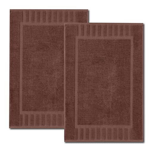 White Classic Luxury Bath Mat Floor Towel Set - Absorbent Cotton Hotel Spa Shower/Bathtub Mats [Not a Bathroom Rug] 22"x34" | 2 Pack | Brown - color: 20: Brown