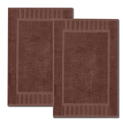 White Classic Luxury Bath Mat Floor Towel Set - Absorbent Cotton Hotel Spa Shower/Bathtub Mats [Not a Bathroom Rug] 22"x34" | 2 Pack | Brown - color: 20: Brown