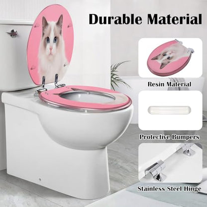 Elongated Toilet Seat Portrait beautiful purebred ragdoll cat blue eyes looking camera her Resin Toilet Seat Slow Quiet Close with Quick-Release Hinges Toilet Seat with Cover Easy to Clean Install - color: Multi7, size: 19.5"x14.5"
