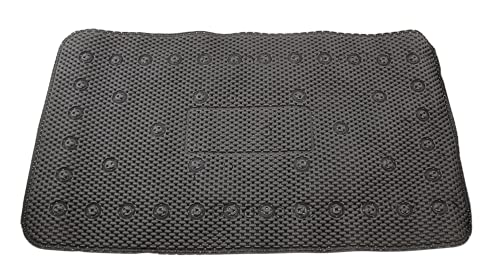 Bathub and Shower Soft Waffle Cushioned Texture Spa Bathroom Shower and Bath Mat Non Slip 27.5" x 16" with Suction Cups and Drain Holes (Black) - color: Black