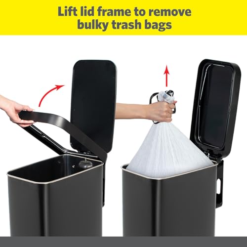 Glad Slim Trash Can with Clorox Odor Protection - Narrow Kitchen Garbage Bin with Soft Close Lid, Step On Foot Pedal and Waste Bag Roll Holder, Black, 12 Gallon/45 Liter - color: Black