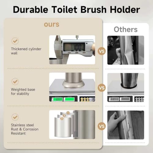 Stain Nickel Toilet Brush and Holder，Extra Long Handled Toilet Brush for Bathroom，Stainless Steel Heavy Duty Toilet Bowl Brush,Deep Cleaning Modern Toilet Cleaner Brush -Space Saving, Covered Brush - color: Stain Nickel