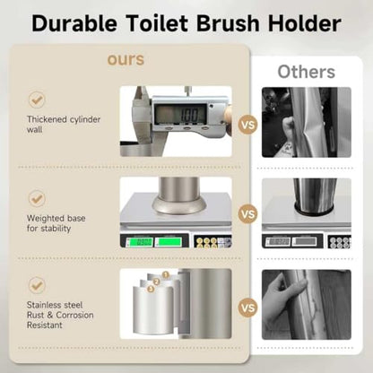 Stain Nickel Toilet Brush and Holder，Extra Long Handled Toilet Brush for Bathroom，Stainless Steel Heavy Duty Toilet Bowl Brush,Deep Cleaning Modern Toilet Cleaner Brush -Space Saving, Covered Brush - color: Stain Nickel