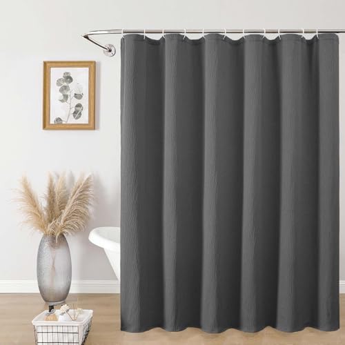 Aiyufeng 3D Textured Grey Shower Curtain for Bathroom, Fabric Shower Curtain Soft Cloth & Hotel Spa Quality, Luxury Boho Bathroom Curtains, Machine Washable, Grey, 72x72 Inches - color: Grey, size: 72"W x 72"L (Pack of 1)