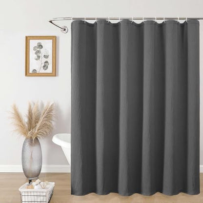 Aiyufeng 3D Textured Grey Shower Curtain for Bathroom, Fabric Shower Curtain Soft Cloth & Hotel Spa Quality, Luxury Boho Bathroom Curtains, Machine Washable, Grey, 72x72 Inches - color: Grey, size: 72"W x 72"L (Pack of 1)