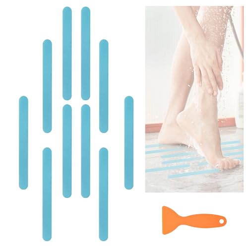 24Pcs Safety Bathtub Strips, Adhesive Non Slip Bathtub Stickers Anti Slip Shower Stickers, Safety Adhesive Strips for DIY, Stair, Floor (Blue) - color: Blue