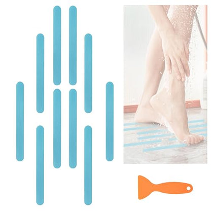 24Pcs Safety Bathtub Strips, Adhesive Non Slip Bathtub Stickers Anti Slip Shower Stickers, Safety Adhesive Strips for DIY, Stair, Floor (Blue) - color: Blue