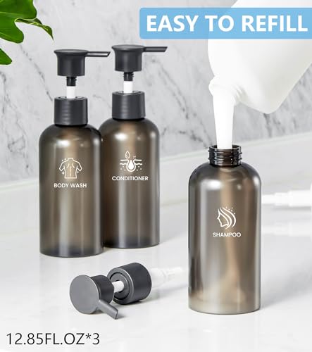 Shampoo Dispense for Shower, Shower Soap Dispenser Wall Mounted, Shower Dispenser 3 Chamber No Drill, Shampoo and Conditioner Dispenser for Bathroom Hotel, Shower Shampoo Dispenser 3 Chamber, Black - color: Black