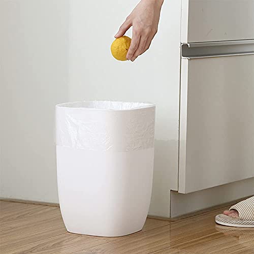 Bathroom Trash Can, Small Garbage Can for Bedroom, Living Room, Kitchen, Slim Cute Plastic Waste Basket for Office, 7L, Matt White - color: White