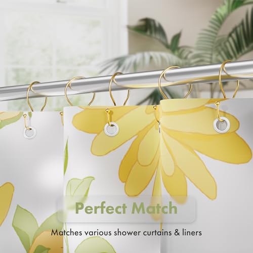 AmazerBath Shower Curtain Hooks, Dark Gold Shower Curtain Rings, Simple Double Hook Shower Curtain Hooks Rust Proof, Metal Smooth Shower Hooks for Shower Curtain Rod, 12 Pcs Shower Rod Hook - color: Dark Gold, style: Minimalist - Double Shower Hooks