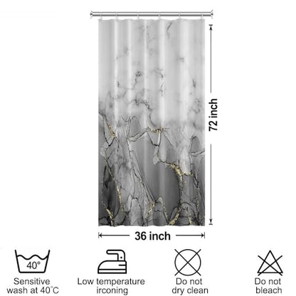 Gray Marble Stall Waterproof Shower Curtain 36x72 inches | RV Small Shower Curtain Set for Bathroom, Abstract Modern, Machine Washable, Easy to Install with Hooks, Ombre White Grey - color: Grey, size: 36"W x 72"L (Pack of 1)
