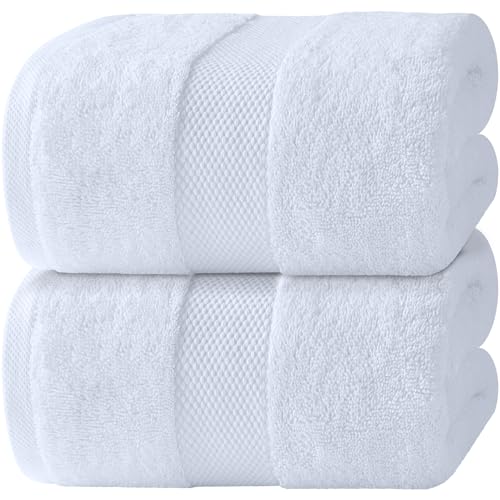 White Classic Luxury Bath Sheets Towels for Adults Extra Large 35x70 Inch - 700 GSM Turkish Cotton, Highly Absorbent | Hotel Collection | 2 Pack - color: 01: White