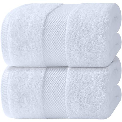 White Classic Luxury Bath Sheets Towels for Adults Extra Large 35x70 Inch - 700 GSM Turkish Cotton, Highly Absorbent | Hotel Collection | 2 Pack - color: 01: White