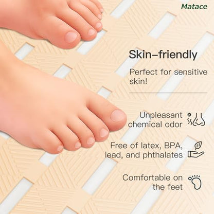 Bathtub Mat Non Slip - for Inside Bath Tub & Shower, Small 27x16 Inch, 180 Strong Suction Cups, Soft Textured Surface, Fast Drain & Quick Dry, Bathroom Safety Mat, Beige, Matace - color: Beige, size: 27" x 15.8" (Rectangular)