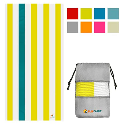 SUN CUBE Microfiber Beach Towel Quick Dry with Carry Bag, Yellow 60x30 Inch | Quick Dry and Free Microfiber Towel, Lightweight Packable Swim Towel for Beach, Pool, Camping, Cruise, Travel - color: Yellow, size: 60.00" x 30.00"