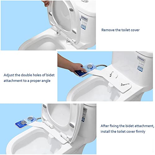 Non-Electric Mechanical Bidet for Toilet with Self Cleaning Dual Nozzle(Frontal & Rear Wash) Adjustable Water Pressure, Fresh Water Bidet Toilet Seat Attachment