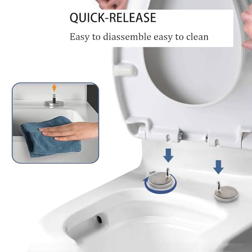 Quick Release Toilet Seat with Simple Top Fixing, Adjustable 360° Hinges - Standard WC Loo Seat