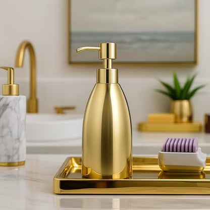 304 Stainless Steel Soap Dispenser 16oz Rust-Proof Liquid Soap Pump Bottle for Kitchen or Bathroom Countertop Hand Dish Lotion Leak-Proof (Polished Gold) - color: Polished Gold
