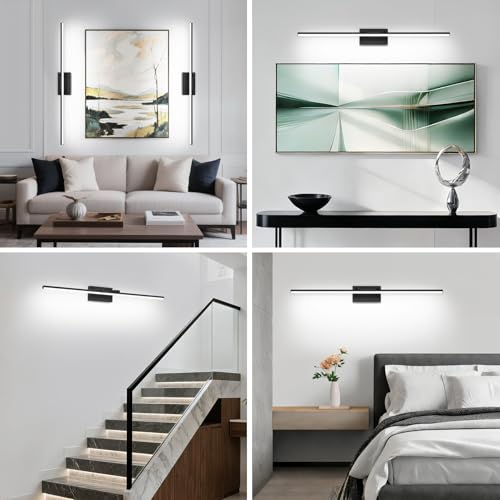 LED Bathroom Vanity Light, Modern Bathroom Light Fixture Over Mirror (Cool White 6000K), Vanity Light Bar with Angle Adjustable, 40 Inch, Black - color: Black-Cool White, size: 40 inch