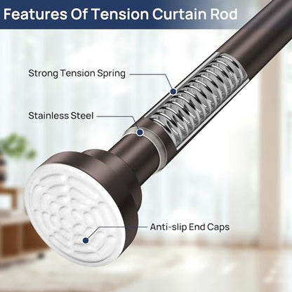 ENJOYBASICS 2 Pack Tension Curtain Rod, 32-54" Adjustable, Stable, Bronze | Secure Hold with Strong Spring & Non-Slip Ends, No-Drill, No Tools, Sag-Resistant, Waterproof, Fits Windows, Showers & Closet - color: Bronze, size: 32-54"