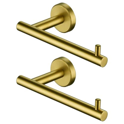 JQK Gold Toilet Paper Holder, 5 Inch Tissue Paper Dispenser, 304 Stainless Steel Thick 0.8mm Wall Mount, Brushed Brass 2 Pack, TPH100-BG-P2 - color: Gold, size: Bar(2 Pack)