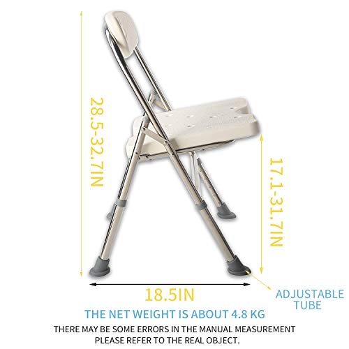 Elderly Assis One-Piece Shower Chair Premium Series Shower Chair with Back Adjustable Bath Chair for Seniors Disabled Injured Pregnant Woman White Supports Up to 330 Lbs - color: Shower Chair 202-8