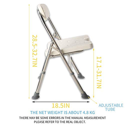 Elderly Assis One-Piece Shower Chair Premium Series Shower Chair with Back Adjustable Bath Chair for Seniors Disabled Injured Pregnant Woman White Supports Up to 330 Lbs - color: Shower Chair 202-8