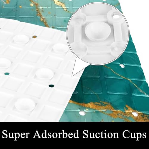 Non Slip Bathtub and Shower Mat 26.8x15.1 inch, Bath Mat with Quick Dry Drain Holes and Suction Cups, Soft Comfortable Safe Bathroom Mat for Bath Tub, Green Marble Texture - color: Multi 7
