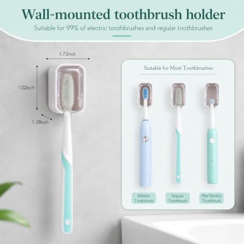 Toothbrush Holders for Bathroom 2PCS Wall Mounted Tooth Brush | Single Toothbrushes Dispenser Storage Organizer for Home and Travel