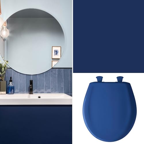 Bemis Classic Colors Slow Close Toilet Seat, Easy Clean Hinges and Durable Plastic Seat, Made in USA, Round, Colonial Blue - color: Colonial Blue, size: Round
