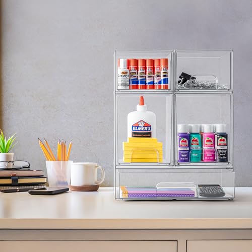 Sorbus Acrylic Storage Containers - 3 Pack, Stackable Storage Bins Set for Bathroom Organization - Clear Acrylic Drawer Organizers - Makeup Case Pull-Out Drawers (7.6’’ Tall and 12.1’’ Wide) - size: 3 Pack, 7.6’’ Tall and 12.1’’ Wide