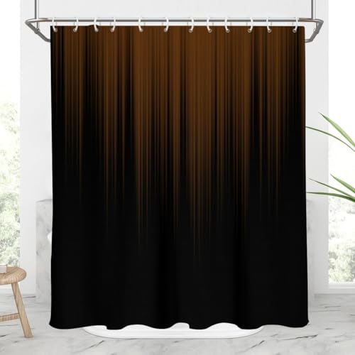 AAtter Brown and Black Shower Curtain, Modern Ombre, 60x72 Inch, 12 Hooks | Abstract Striped Polyester Fabric, Dark Masculine Style, Moody Design, Gradient Bathroom Decor for Men - color: Brown, size: 60"W x 72"L (Pack of 1)