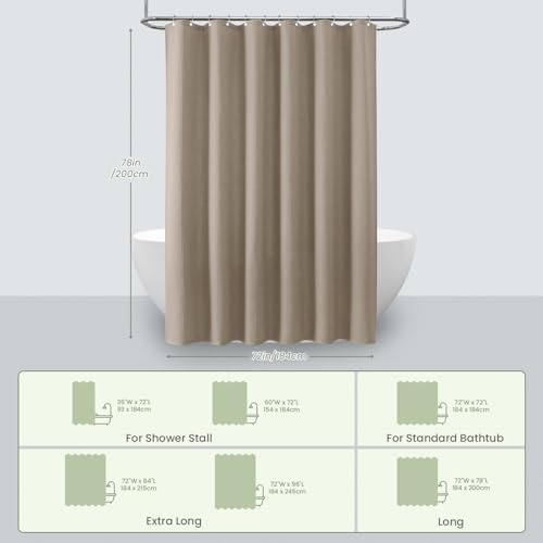 Inhousolu Fabric Shower Curtain, Waffle Weave 230 GSM Polyester, Weighted Hem, Metal Hooks Included, Water Repellent Washable, 72 x 78 Inch, Beige - color: Beige, size: 72"W x 78"L (Pack of 1)