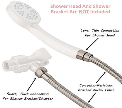 72 Inch Flexible Shower Hose - Brushed Nickel | Extra Long, Stainless Steel, Anti-Kink, Universal Replacement Tube For Handheld Showerheads, Showers & Baths, Easy Install - color: Brushed Nickel