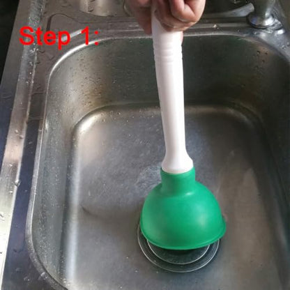 NewFerU Drain Plunger, Small 4-Inch Sink Clog Remover, Mini Hand Unclogger | Rubber Cup Plumber Helper, Force Tiny Compact Tool with 9 inch Short Handle for Kitchen Bathroom, Toilet, Shower, Bath Tub - color: Green