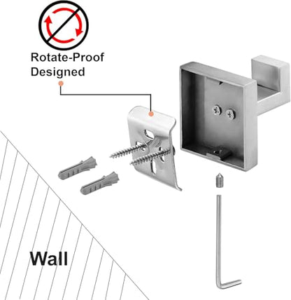 Nolimas Towel Hook Stainless Steel Bathroom Rustproof Clothes Towel Coat Hook Wall Mounted Square Toilet Kitchen, Heavy Duty Door Hanger, 1 Pack, Brushed Nickel - color: Brushed Nickel, size: 1 Pack