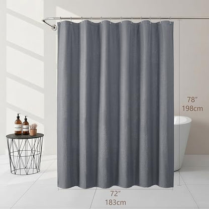 Grey Fabric Shower Curtain 78 Inch Length 1 Piece, Embossed Textured Waffle Cloth Shower Curtains for Bathroom Modern Hotel Spa, Water Resistant Machine Washable, 72Wx78L Inches - color: Grey, size: 72"W x 78"L (Pack of 1)