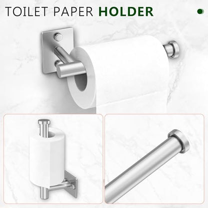 5 Pieces Bathroom Hardware Accessories Set Brushed Nickel Towel Bar Set Stainless Steel Towel Racks for Bathroom,Wall-Mounted 23.6 inch - color: Brushed Nickel