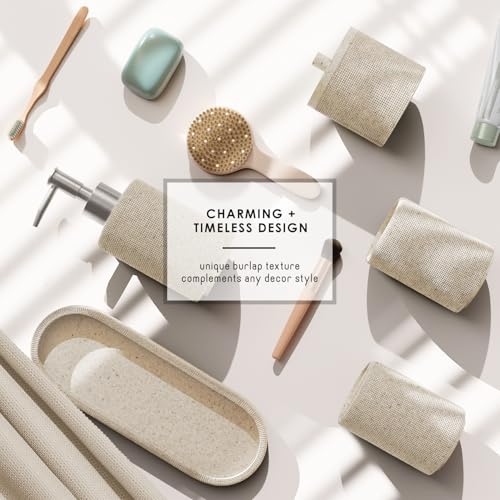 Clara Clark Beige Bathroom Set - Bathroom Sets with Shower Curtain and Rugs, 21PC Bathroom Accessory Set, Shower Curtain Set with Soap Dispenser & Toothbrush Holder - color: Beige, size: Complete Set + Bath Rugs