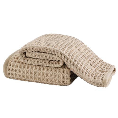Microfiber Waffle Face Towels, 2 Pieces, Soft, Absorbent, Fast Drying, Lint Free 430 GSM (Beige) - color: Beige