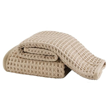 Microfiber Waffle Face Towels, 2 Pieces, Soft, Absorbent, Fast Drying, Lint Free 430 GSM (Beige) - color: Beige