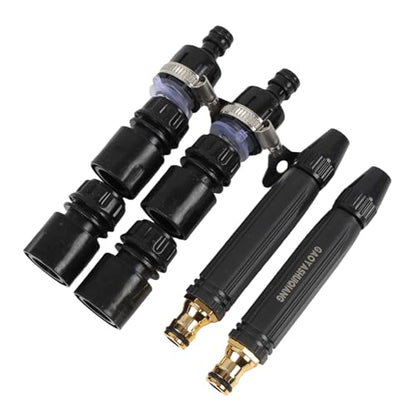 2Pack High Pressure Adjustable Spray Nozzle with Connect Fitting | Universal Faucet Adapter Hose Sprayer Kit for Car Wash, Garden Watering, Patio Cleaning and more