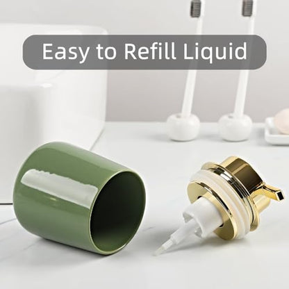 Modern Foam Soap Dispenser for Bathroom, Chic Ceramic Bottle(White) | Gold Soap Dispenser Pump - color: White